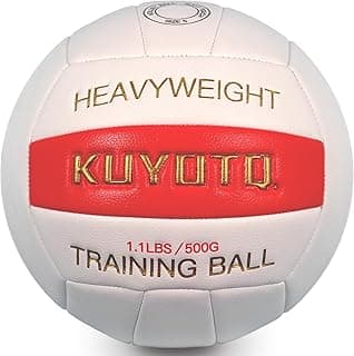 KUYOTQ 1.1LBS Weighted Heavy Volleyball White and Red- Serve Trainer Setter Training Ball, Official Size 5, Microfiber Composite Leather Construction - Soft Grip, Durable (Deflated)