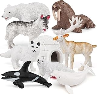 10PCS Mini Arctic Animals Toys Set Polar Animal Figurines Arctic Tundra Deer Toy Animal Small White Bear Arctic Fox Kids Diorama Birthday Gift image