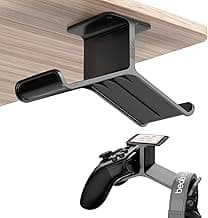 Controller Holder，Headphone Stand，Controller Stand，Headset and Controller Stand， Under Desk Controller Holder with Strong Double Sided Tape，Universal Design for Xbox ONE, PS5, PS4, PC image