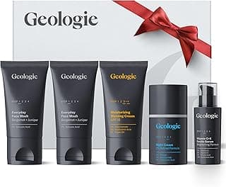 Geologie Skincare Gift Set | 5-Piece Kit Includes 2 Face Washes, SPF15 Moisturizer, Retinol Cream & Vitamin C Serum | Perfect Holiday Gift + Daily Routine for Clear, Healthy Skin for Men and Women image