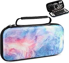 TiMOVO Carrying Case for Nintendo Switch OLED Model 2021 & Switch, Durable Hard Shell Game Storage Handbag Portable Travel Bag PU Pouch with Pocket for 10 Game Cards & Accessories, Dreamy Nebula