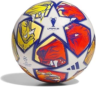 adidas UEFA Champions League Competition Ball IN9333, Unisex, Soccer Ball, White/Glow Blue/Flash Orange, 4