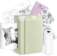 ORGBRO Sticker Printer, X3 Mini Printer Bluetooth Portabel Sticker Maker, Print Pods Thermal Printer for Pictures, Photos, Study Notes, Journals, DIY, Compatible with Phone & Tablet, Olive Green image