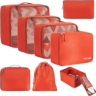 BAGAIL 8 Set Packing Cubes Luggage Packing Organizers for Travel Accessories-Orange image