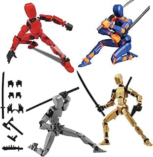 (Assembly Completed) 4 Packs T13 Action Figure, Dummy 13 3D Printed Action Figure Toy Gifts for Kids, Robot 13 Action Figure Full Body Mechanical Doll Christmas Birthday Gift for Boys Girls image