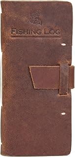 Made in Canada Top Grain Cow Leather Fishing Logbook Hunting Journal Records Date Time Location Weather Condition Acid Free 96 Pages (8.3"X4")