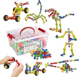 Stem Building Toys for 3 4 5 6 7 8 Year Old Boys Girls Kids,125 Pieces Building Blocks Educational Learning Toys with Large Storage Box,Ideal Christmas Birthday Gifts image
