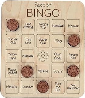 Bingo Game Board with Wooden Markers, Sports Theme Party Game (Football) image
