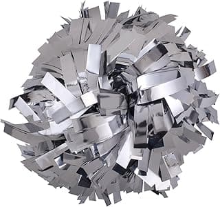 Metallic Cheerleader Cheerleading Pom Poms 6 inch 1 Pair (Silver) image