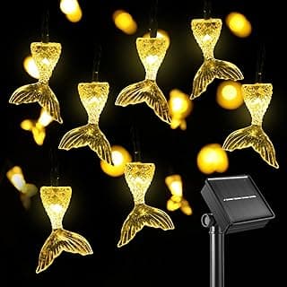 SEMILITS Solar String Lights Outdoor Waterproof 30 Led Fishtail String Lights for Patio Garden Yard Christmas Decor Warm White image