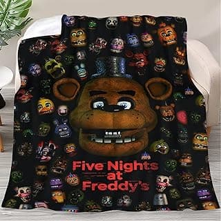 Custom Five Horror Nights Video at Game Freddy's Throw Blanket, Flannel Halloween Blankets and Throws for Bed, Easy Care Air Conditioned Blanket 40"x50" image