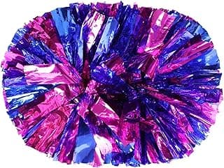 10Pcs Handle Style Team Sports Pompom Cheerleading Big Match Pom Club Dance Props Bouquet Game Cheering Decorator Flower(Rose Mixed Blue,30CM)