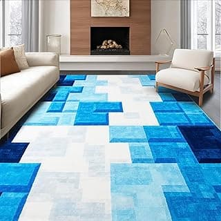 Ultra Soft Area Rug 2x3, Non Slip, Stain Resistant, Washable Area Rugs for Living Room, Bedroom, Frozen Block Puzzle Game Theme Rug (Blue, 2x3)