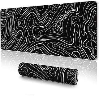 UJoowalk Topographic Gaming Mouse Pad, Large, Black and White, 31.5 x 11.8 in