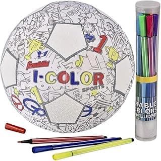 Franklin Sports iColor Kids Mini Football or Soccer Ball- Custom Color Youth Junior Ball with Markers Included - Design Your Own Football or Soccer Ball for Kids + Toddlers image