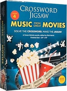 Movie Song Trivia Crossword Jigsaw Puzzle | 2 in 1 Fun Puzzle for Movie Buffs Families image