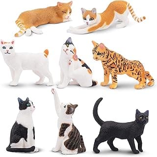 Toymany 8PCS Realistic Cat Figurines, Educational Cat Figures Toy Set, Kitten Easter Eggs Cat Cake Topper Christmas Birthday Gift for Kids Boys Girls Children image