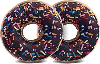 HYSEAS Round Throw Pillow 14 Inch Chocolate Donut, 3D Digital Print Decorative Comfortable Soft Plush Funny Food Shaped Pillow Light Weight Seat Pad Cushion for Couch, Chair, Floor, Sofa, 2 Pack image