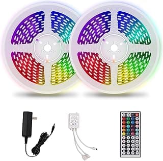 Led Strip Lights Led Strip Lights Waterproof, 32.8ft(2 Rolls of 16.4ft) RGB Color Changing with 44 Keys Ir Remote Controller and 12v Power Supply for Indoor Use image