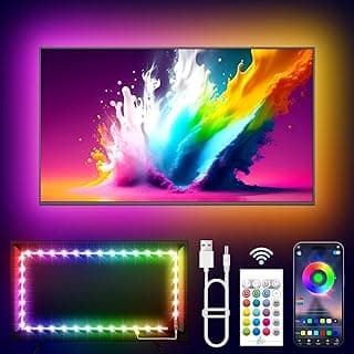 TV LED Lights, 13.1ft LED Lights for 43-60in TV, RGB TV Backlight Behind with Music Sync Bluetooth APP and Remote Control Strip Light USB Powered for Bedroom Gaming Room Decor