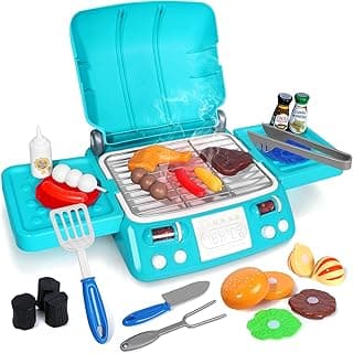 Kids BBQ Grill Playset, Frozen Toys for Girls Gifts, Kitchen Toy Set with Pretend Smoke, Light & Sound, Indoor Outdoor Cooking Toy Christmas Birthday Princess Gift for 3 4 5 6 7 8+ Year Old Girls image