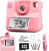 Kids Camera Instant Print, Christmas Birthday Gifts for Toddle Girls Boys Age 3-12, 24MP & 1080P Selfie Digital Camera with 3 Roll no-Ink Print Paper 32G SD Card image