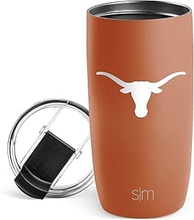 Simple Modern Officially Licensed Collegiate Texas Longhorns 16oz Travel Coffee Tumbler with Flip Lid | NCAA Football Gifts for Men, Women | Voyager Collection | University of Texas image