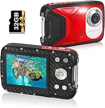 Waterproof Digital Camera,17 FT Underwater Camera 2.8" LCD HD1080P 30MP Kids Video Camcorder with 32G Card and Rechargeable Battery,Point and Shoot Camera for Kids Teenagers Students Gifts image