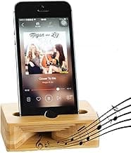 Cell Phone Stand Amplifier, Fanshu Desktop Mobile Phone Holder, Universal Portable Wood Cellphone Dock on Desk Bamboo Bed Stand Mount Cradle for Phone Under 5.5 Inches image