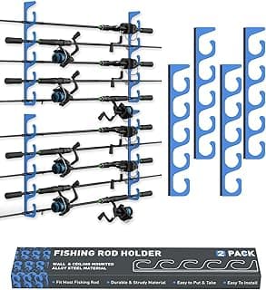 Fishing Pole Holders - 10 Rod Holder Storage for Wall & Garage, Fits Most Rods