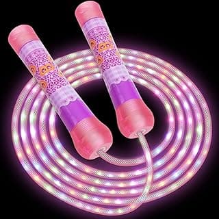 Led Jump Rope for Girls Kids -Glowing Jump Ropes Flashing Colorful Exercise Skipping rope Light Up Luminous Adjustable Skipping Ropes for Girls Boys Women Fitness Weight Loss image