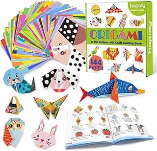 Origami Kit 144 sheets Origami Paper for Kids 72 Patterns with Craft Guiding Book image