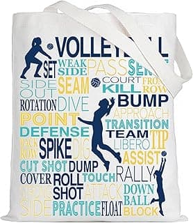 LEVLO Volleyball Canvas Tote Bag Gift For Volleyball Player Volleyball Team Shoulder Bag For Volleyball Lover image