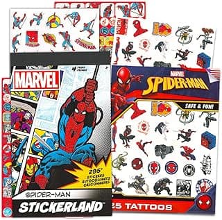 Marvel Spiderman Stickers and Tattoos Party Favor Bundle (295+ Spider-Man Stickers and 75 Temporary Tattoos) image