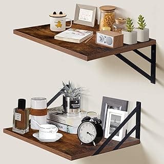 2 Pc Deep Floating Shelves ; 12 Inch Deep Wall Mounted Hanging Shelves for Living Room, Kitchen, Office, Bathroom and Bedroom Decor; Storage and Display Shelf Set (Rustic Brown) image