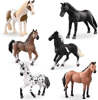 Terra by Battat – 6 Pcs 6" Horse Figurines – Horse Toy Set – Realistic Plastic Animal Figurines – Collectible Horse Gift for Kids 3+ – Party Decorations image