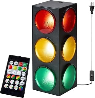 Traffic Light Lamp with Base 12.25 inches USB Traffic Light with Vibrant Color Blinking Modes Decoration for Kids’ Bedrooms Stop Sign Room Decor Pretend Play Toy image