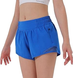 Aurefin Girls Athletic Shorts, Lightweight Running Shorts for Teen Girls Kids Sports Active Short with Zip Pocket and Elastic image