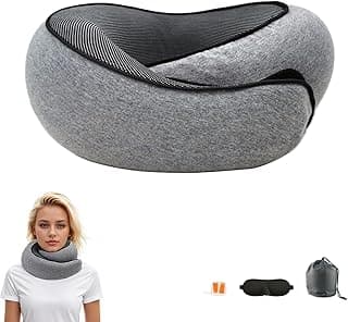 Travel Neck Pillow Adjustable Memory Foam Adults for Airplane Car Home Office Sleep Ergonomic Neck Support Essentials Stuffable Packable Compact Portable Head Small Turtle Travel Pillow image