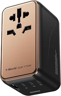 MOMAX Universal Travel Adapter, 170W GaN International Power Adapter, 2 USB-C 2 USB-A, Worldwide Travel Plug Adapter, International Power Adapter for Most Europe, USA, Japan, Australia (Type C/A/G/I) image