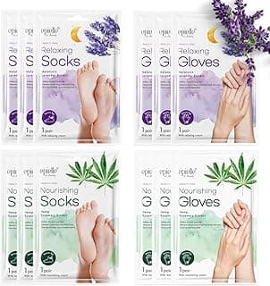 Epielle Relaxing and Nourishing Lavender Socks and Gloves - Moisturizing Cream & Lotion | 12 Pack | Beauty Gifts, Gift Set, Spa Gift image