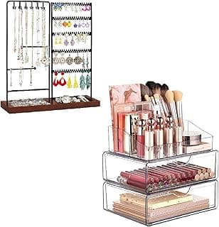 Vtopmart Jewelry Organizer and 3 Tier Makeup Organizer image
