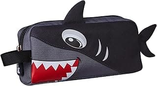 NOHOO Pencil case, funny Animal Print Pencil bag for kids, Lightweight Portable pencil pouch with Zipper for Girls Boy Students Teens Adults School office Travel Holder Box - Grey Shark image