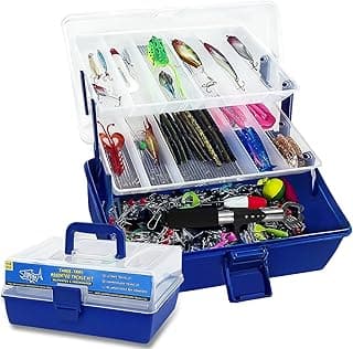 448-Pcs Fishing Lures Kit – Complete 3-Layer Tackle Box Set with Hooks, Weights, Bobbers, Pliers, Rigs, Leaders, Fluorocarbon Line, Accessories & More for Fishing Enthusiasts image