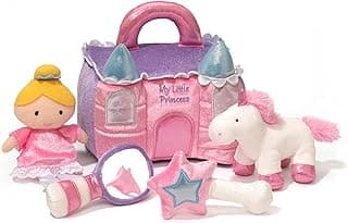 Baby GUND Play Soft Collection, Princess Castle 5-Piece Plush Playset with Rattle, Squeaker and Crinkle Plush Toys, Sensory Toy for Babies and Newborns, 7” image