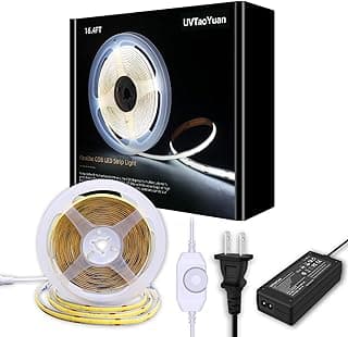 LED Strip Lights COB LEDs 16.4ft/5m Natural White Light 6500K, Super High Bright, Dimmable 24V LED Flexible COB LED Lights, for Home DIY Decor and Office Commercial LED Lighting (Kit) image