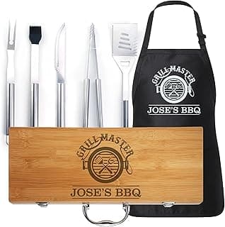 Unique Father's Gift: Personalized BBQ Tool Set with Matching Apron, Designed Especially for Dads