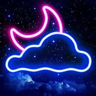 JTLMEEN Neon Sign - Cloud and Moon Led Neon Light, Neon Lights Sign for Wall Decor USB Powered Led Neon Signs for Bedroom Kids Room Wedding Party Decoration, Brightness Adjustable image