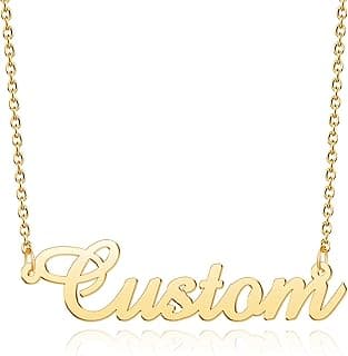 CoolJewelry Custom Name Necklace for Women Personalized Name Necklaces with Heart 18K Gold Plated or Sterling Silver Nameplate Customized Pendant Jewelry Gift image