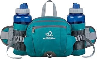 Fanny Pack Waist Bag: Fannie Pack 2 Water Bottle Holders Lumbar Belt Hiking Walking Running Jogging Camping Large Woman Man (Bottle Not Included） image